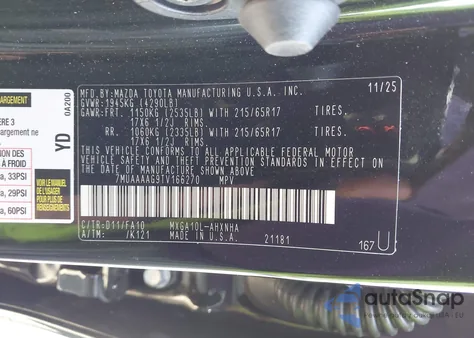 2026 Toyota Corolla Cross L from USA, damaged, VIN 7MUAAAAG9TV166270